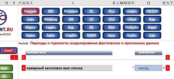 контроль ошибок оформления выпадающих списков