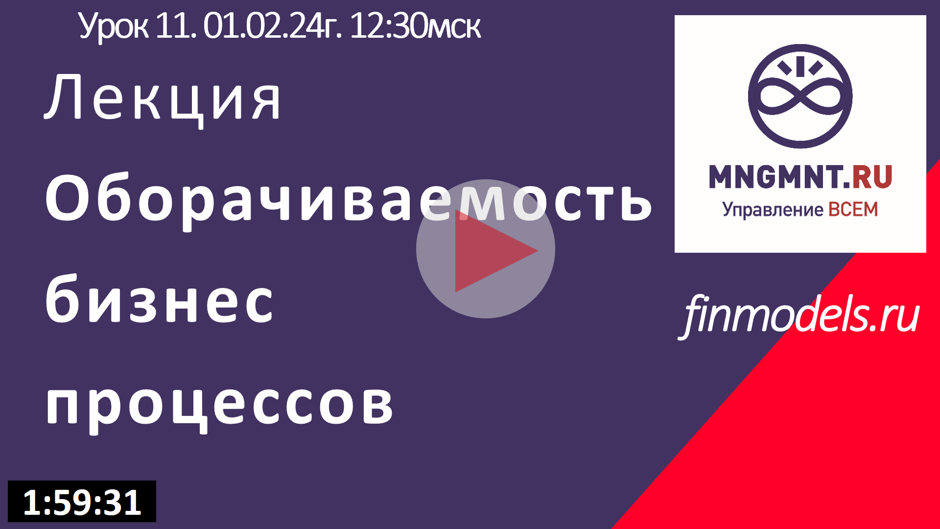 Лекция. Оборачиваемость бизнес-процессов | Урок 11