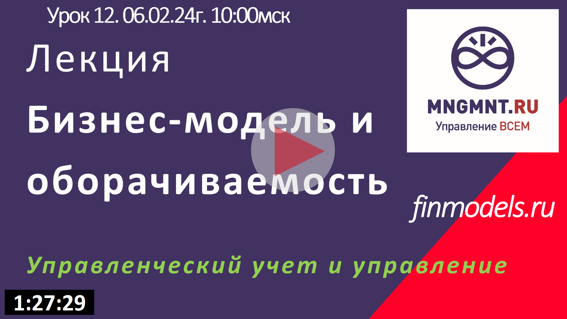 Лекция. Бизнес-модель и оборачиваемость | Урок 12